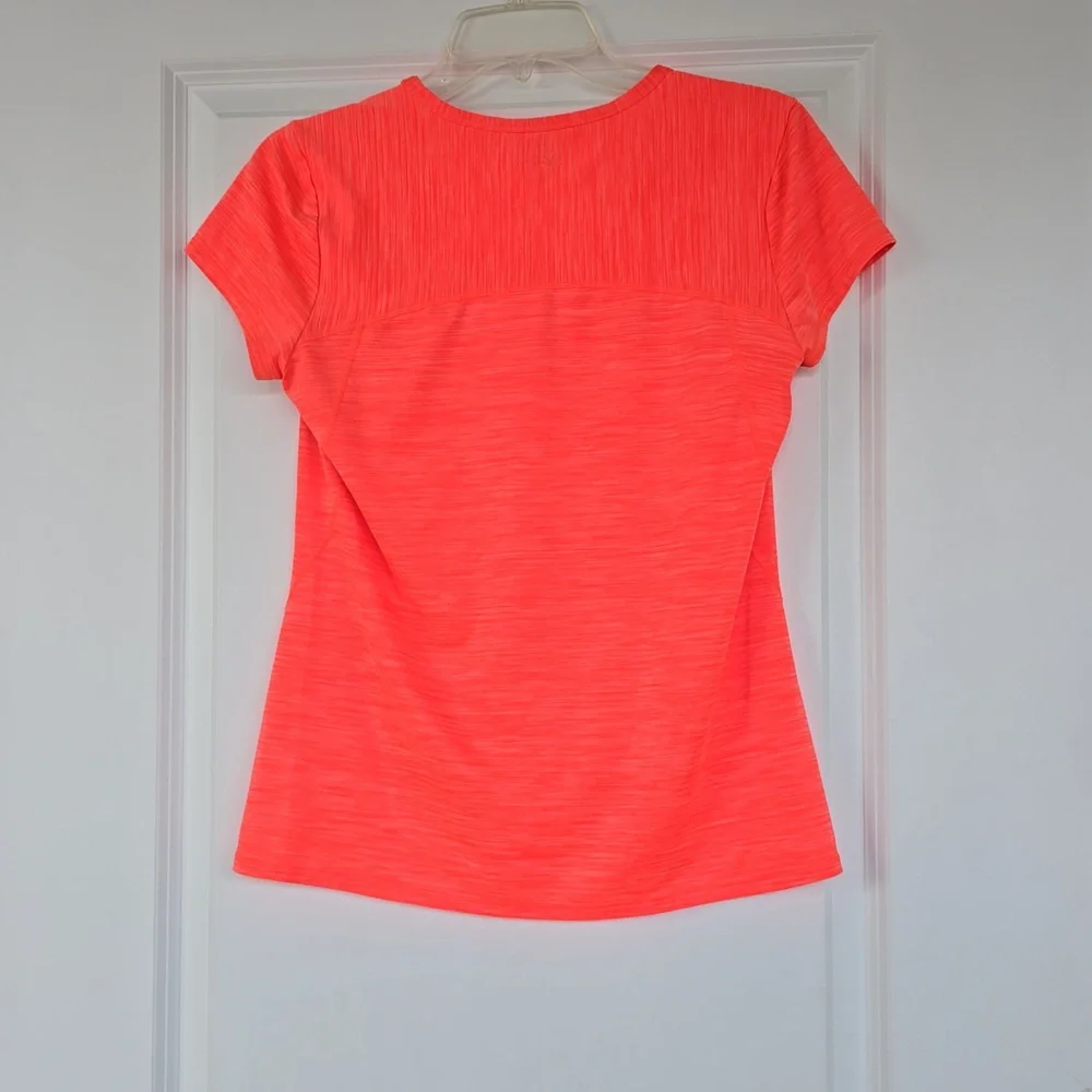 Athleta Women's Neon Orange Shadow Stripe Chi Tee- M - Picture 4 of 6